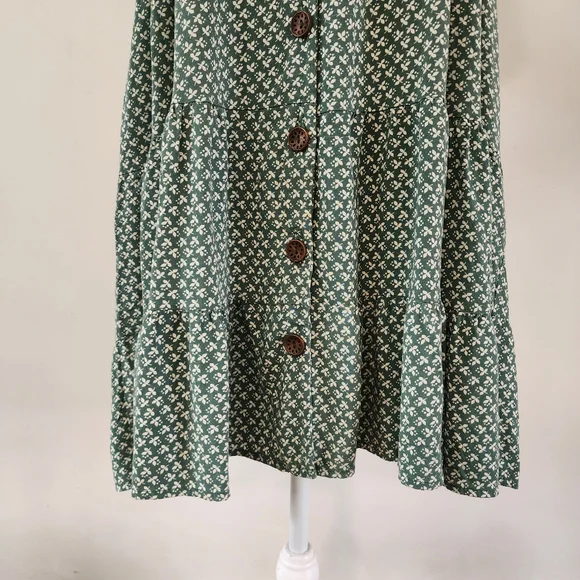 Ces Femme Pattern Button Front Short Sleeve Tunic Mini Dress S - Picture 5 of 9